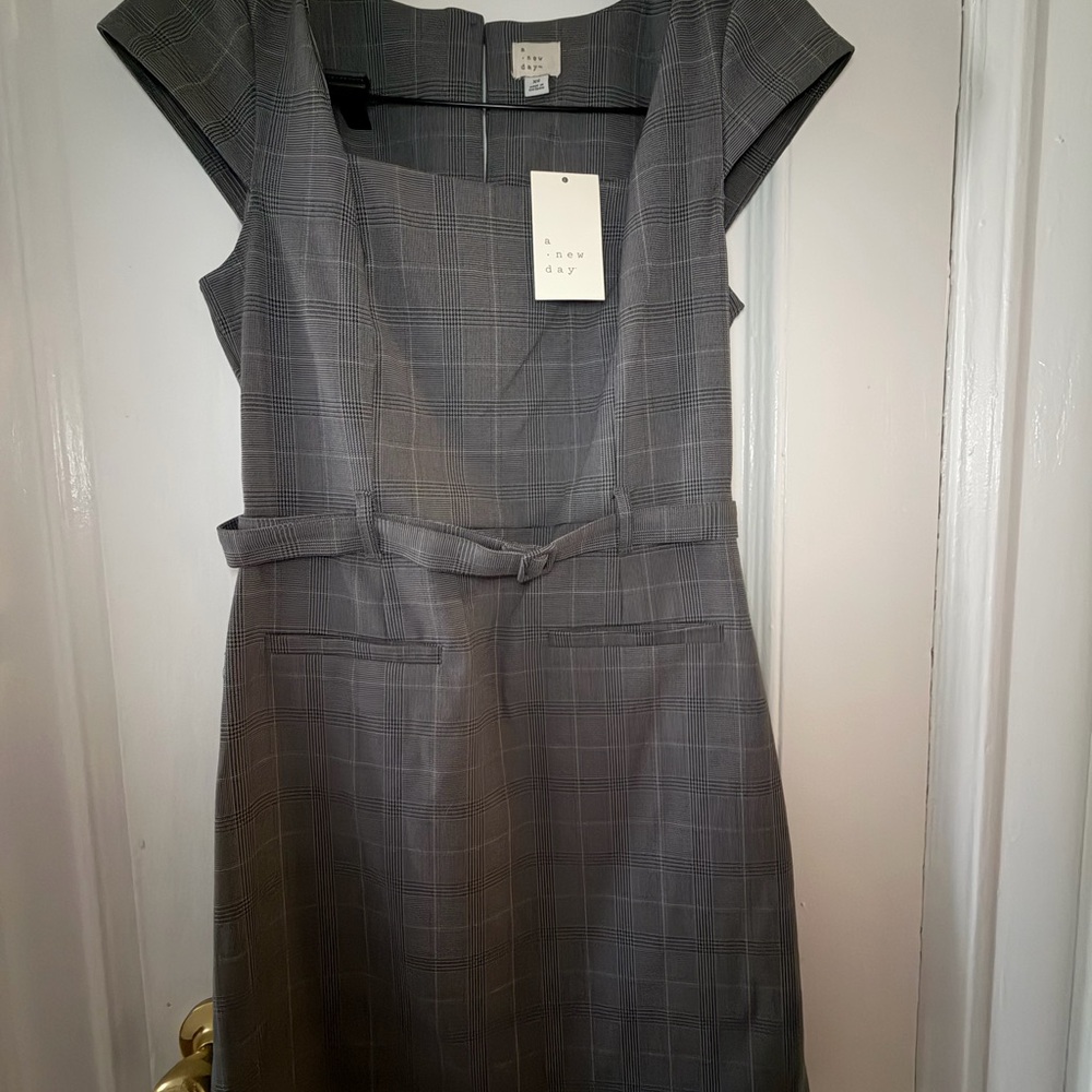 A New Day Charcoal Checkered Midi Dress